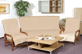 Souprava KIRA PLUS 3+1+1 tmavě béžová/světle béžová 1 x 150x200 cm + 2 x 65x150 cm