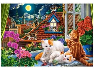 Puzzle Castorland 1500 dílků - Kočky na střeše