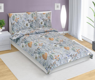 Povlečení krepové Listí fialová prodloužené