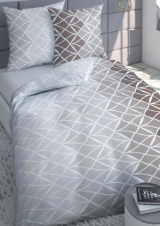 Flanelové povlečení  trojúhelníky hnědé