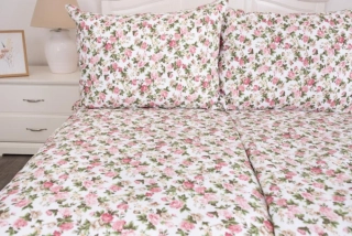 Bavlněné povlečení na 2 postele rustikal -  růže