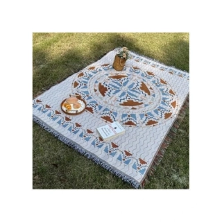 Deka oboustranná Boho s třásněmi 130x180cm 3 modrá