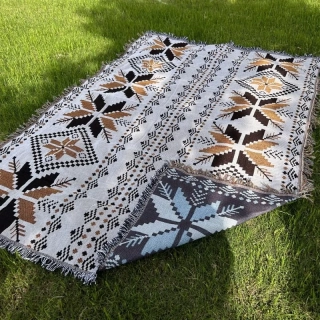 Deka oboustranná Boho s třásněmi 130x180cm 1 hnědá