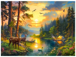 Puzzle Castorland 3000 dílků - Západ slunce nad řekou