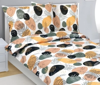 Povlečení bavlněné Hořčicová,Khaki,Bílá