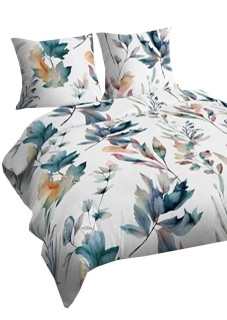 Bavlněné povlečení Listy modré na bílém