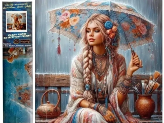 Diamantové malování 30x40cm dívka v dešti