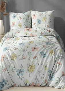 Flanelové povlečení - Barevné květy na mátovém