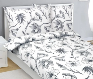 Povlečení flanelové Bílá,Šedá