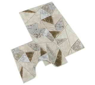 Koupelnové předložky 3D tisk sada Dlažba mramorová béžová sada 60x100, 60x50 cm