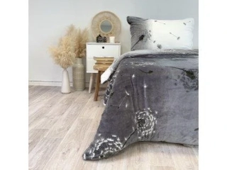Ložní povlečení mikroflanel pampeliška šedá prodloužené