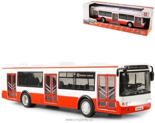 Autobus hlásí zastávky MHD Červený zpětný chod na baterie