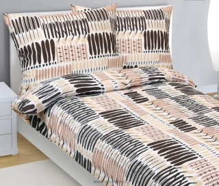 Povlečení krepové Čárky hnědá, béžová 140x220, 70x90 cm