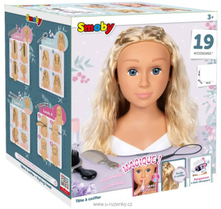 Česací hlava My Beauty blondýnka kadeřnický set s doplňky