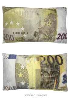 Dekorační polštář bankovka 200 Eur 30x50cm