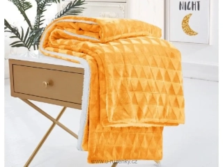 Beránková deka TRIANGLES zlatá 150 x 200