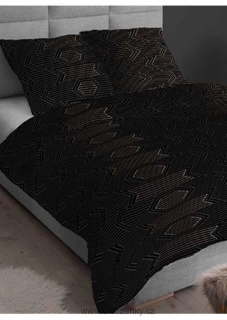 Bavlněné saténové povlečení  - Proužky černozlaté