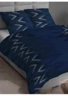 Bavlněné saténové povlečení  - Zik zak modrý