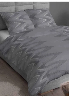 Bavlněné saténové povlečení  - Zik zak šedý