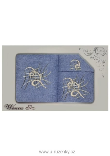 Dárkové balení ručníků a osušek Wenus III - Spirály modré 2