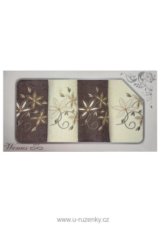 Dárkové balení ručníků a osušek Wenus VI - Květiny hnědokrémové 5