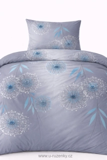 Krepové povlečení  - Pampeliška modrá/šedá