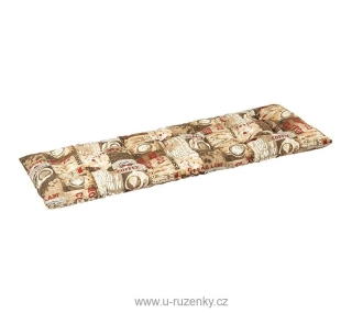 Sedák na lavici prošívaný Káva zrnková hnědá, červená 40x120 cm