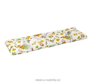 Sedák na lavici prošívaný Levandule fialová, žlutá 40x140 cm