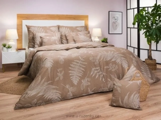 Povlečení krep Kapradí bílé na opálu 140x220, 70x90 cm