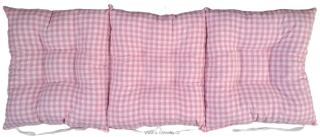 Sedák na lavici prošívaný 110 x 40 x 7,5cm tkaný kanafas růžové srdíčko