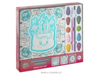 Akvarelové obrázky Kawaii, 3ks - květiny