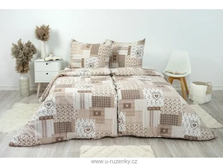 Ložní povlečení flanelové Pečvork béžový prodloužené