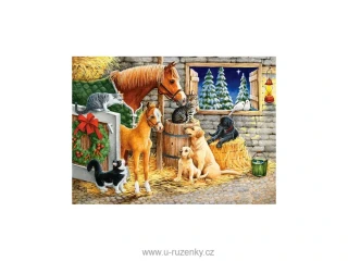 Puzzle 300 dílků- Setkání přátel ve stáji