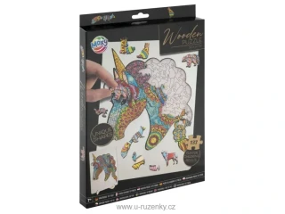 Dřevěné puzzle 137 dílků- Jednorožec
